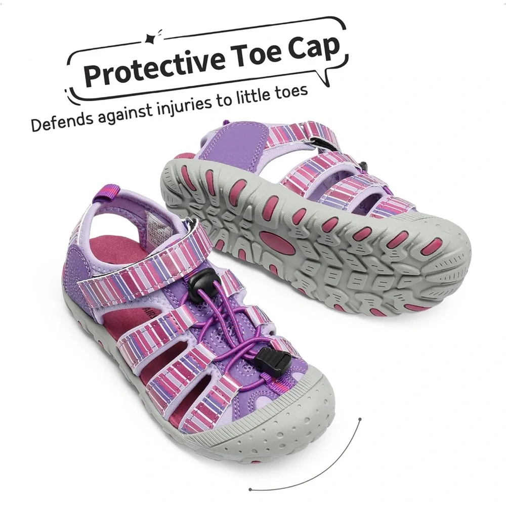 Dream Pairs Kids Striped Purple and Pink Sandals. New in box!
